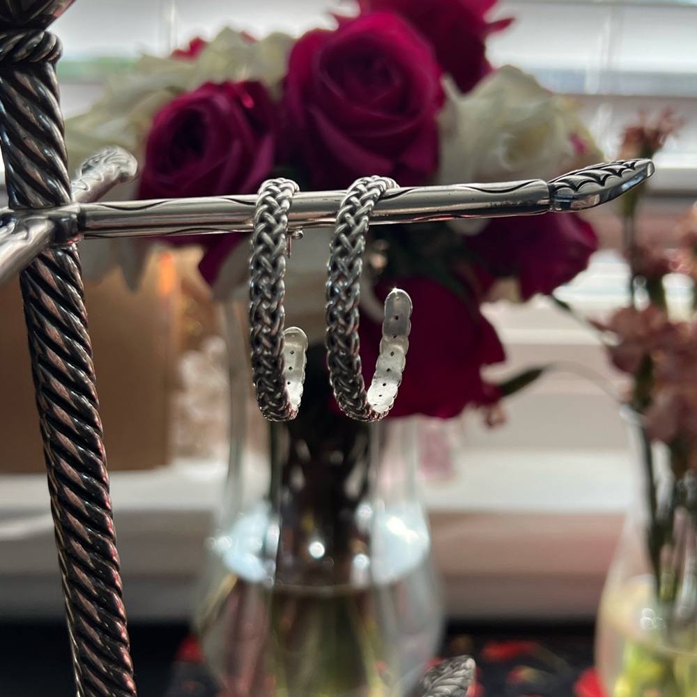 Brighton Interlock Braid Silver Hoop Earrings - image 1